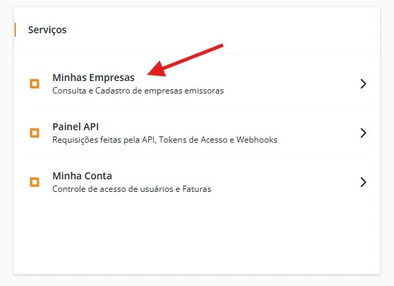 Menu de empresas